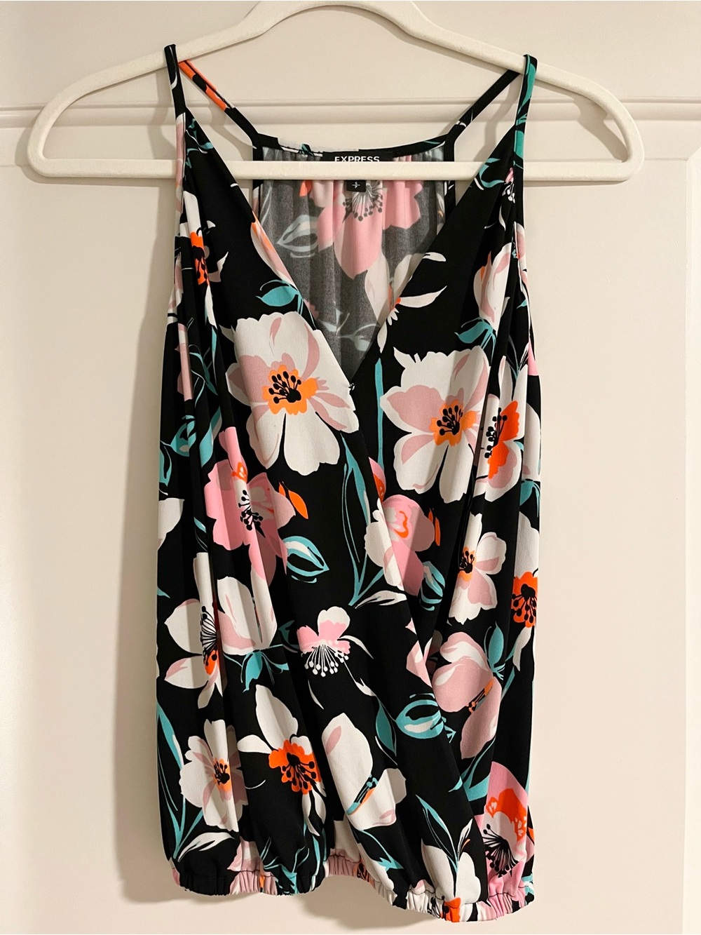 Express Floral Banded Bottom Tank Top Size Small